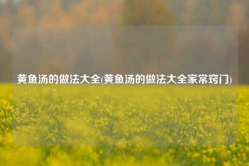 黄鱼汤的做法大全(黄鱼汤的做法大全家常窍门)